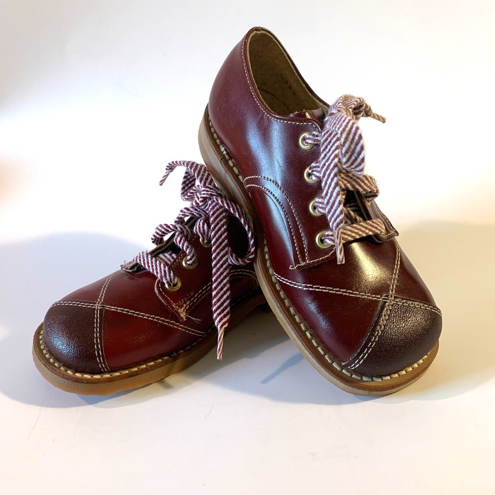 Vintage Retro Toddler Shoes Leather Hard Rubber Soles WSCo Made in USA Sz 8 1/2
